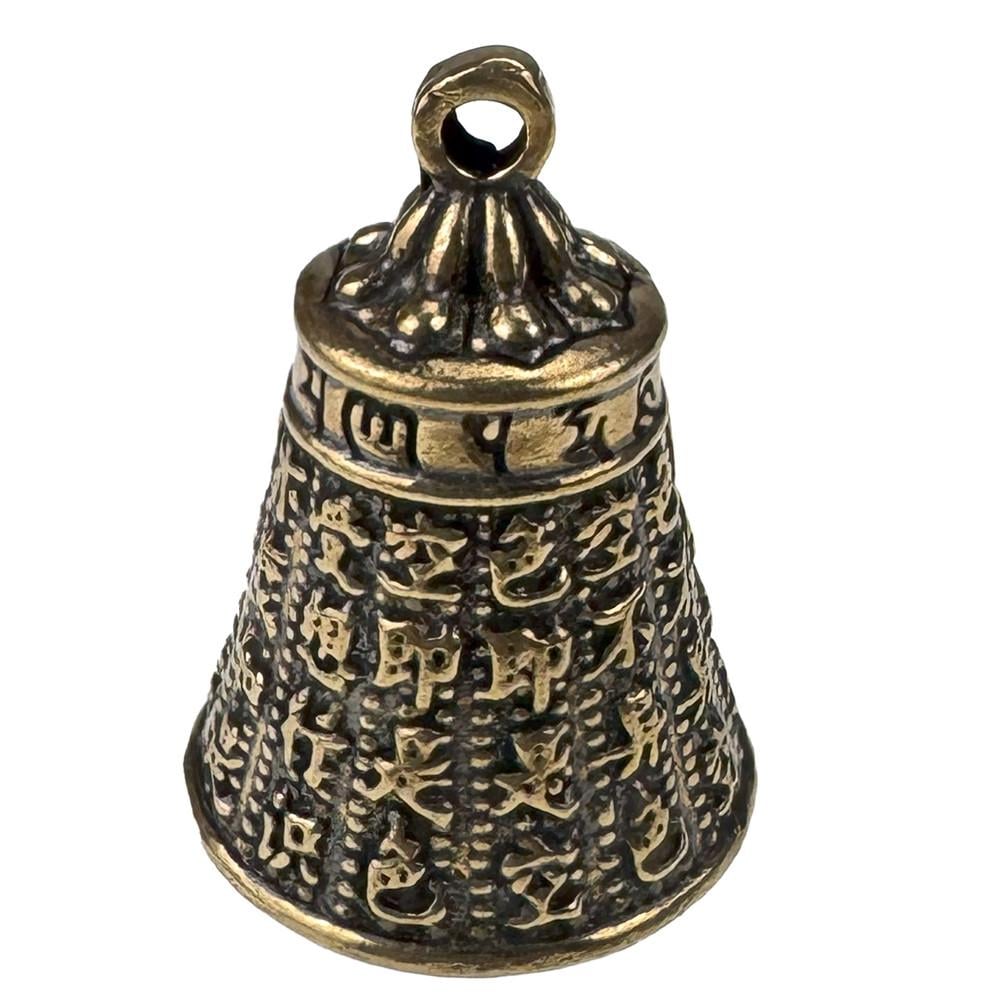Колокольчик латунный с иероглифами 3,5х2,5 см Золотистый (C5844)