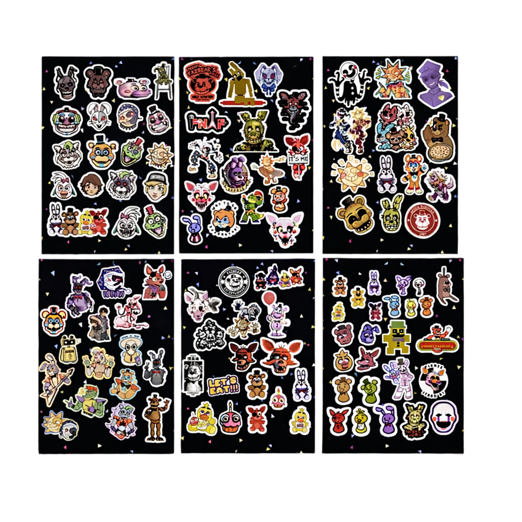 Наклейки стикерпак Five Nights at Freddy's 105 наклеек 6 листов А5
