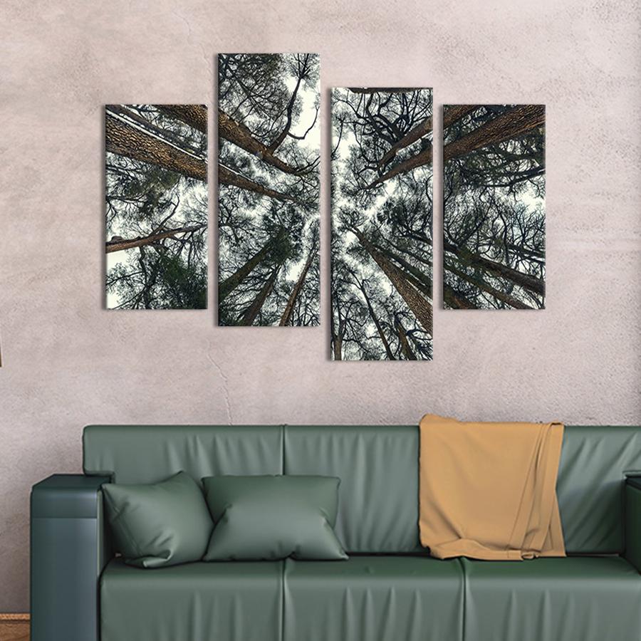 Модульна картина із чотирьох частин на холсті інтер'єрна картина Високі кедри 149х106 см (617-42)