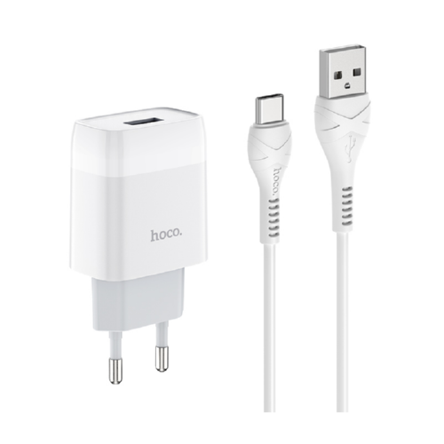 Адаптер мережевий Hoco Type-C Cable Glorious C72A 1USB 2,1 A White (547376)