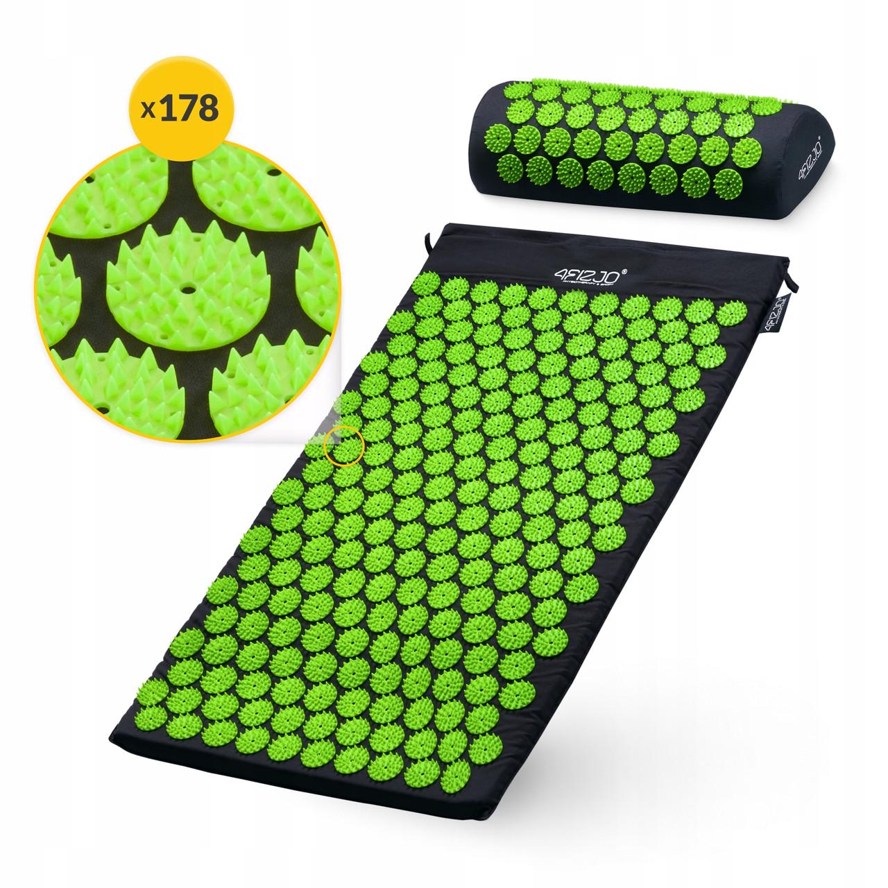 Килимок акупунктурний з валиком 4fizjo Classic Mat Аплікатор Кузнєцова Black/Green (P-5907222931745) - фото 11