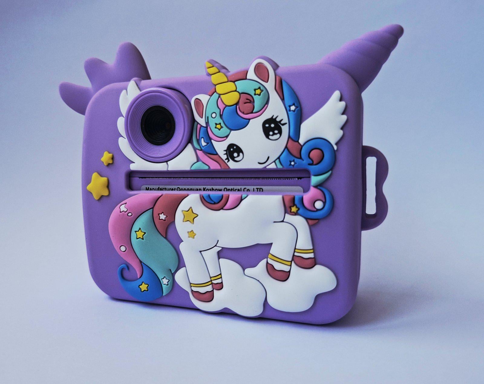 Фотоаппарат детский с мгновенной печатью единорожка Фиолетовый (JE-789F)