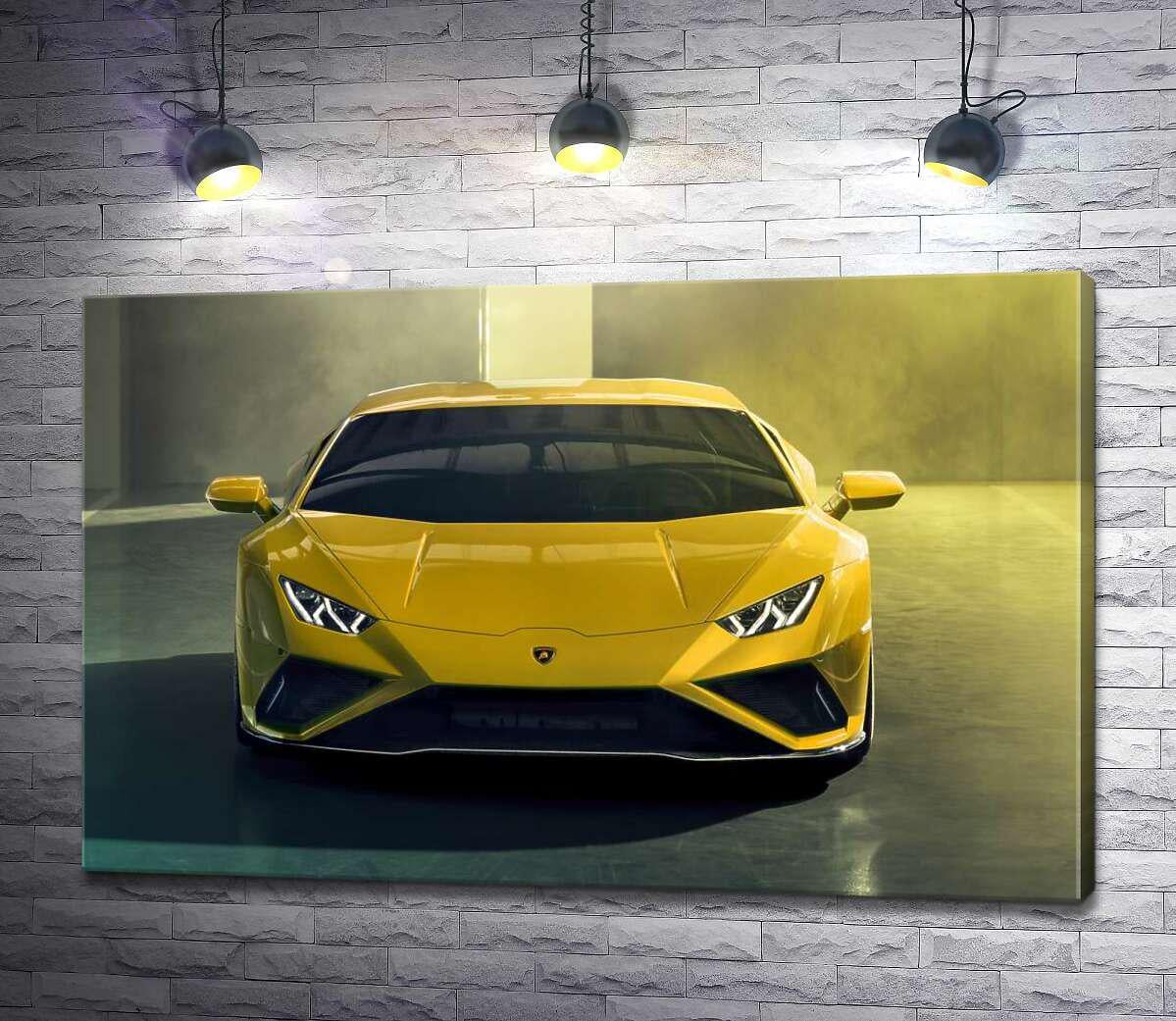 Картина ArtPoster Золотой автомобиль Lamborghini Huracan 130x83 см Модуль №1 (004371)