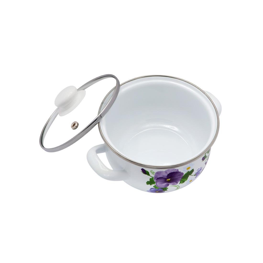 Набор кастрюль Interos Фиалка 3 шт. эмалированные - фото 3