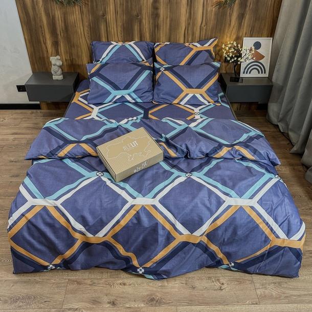 Постільна білизна Lelit полікотон полуторний Синій з принтом (P-0086)