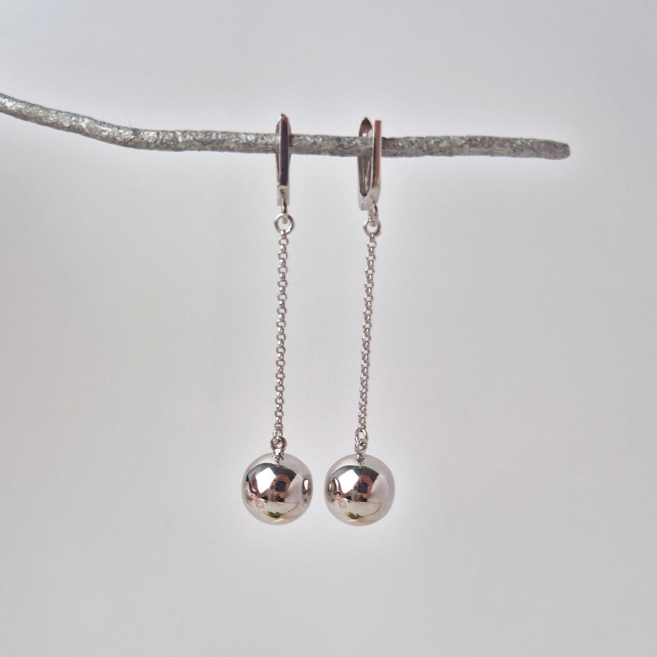 Серьги Шарики на цепочке серебро 925 пробы родированное 5,00 г (5000122/1р)