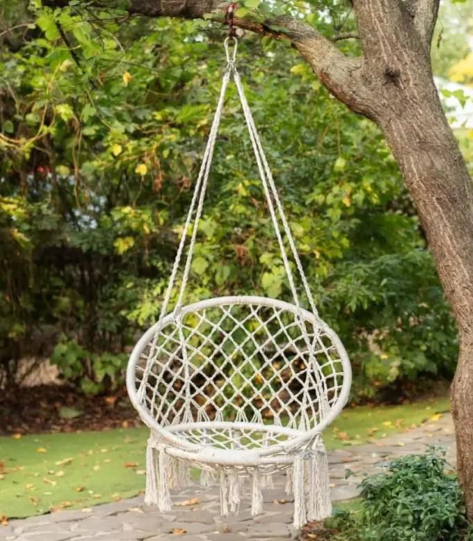 Кресло-гамак подвесное бразильское Bonro B-092-2 120 кг и подушка Бежевый - фото 7 Кресло-гамак подвесное бразильское Bonro B-092-2 120 кг и подушка Бежевый - фото 7