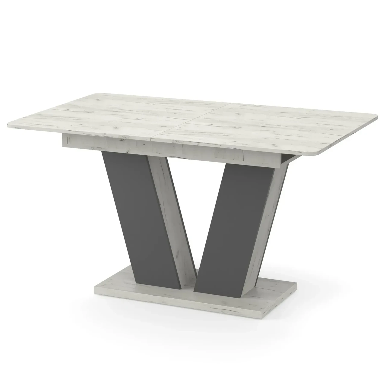 Обідній стіл розсувний Neman Den 180/140х80х78,4 см Дуб крафт білий/Графіт (558830) - фото 3