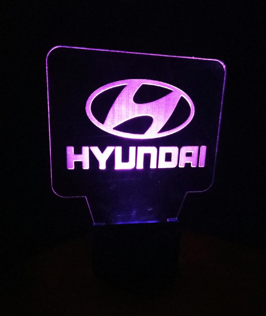 3D-ночник Hyundai несколько подсветок/на батарейке (1099482057)