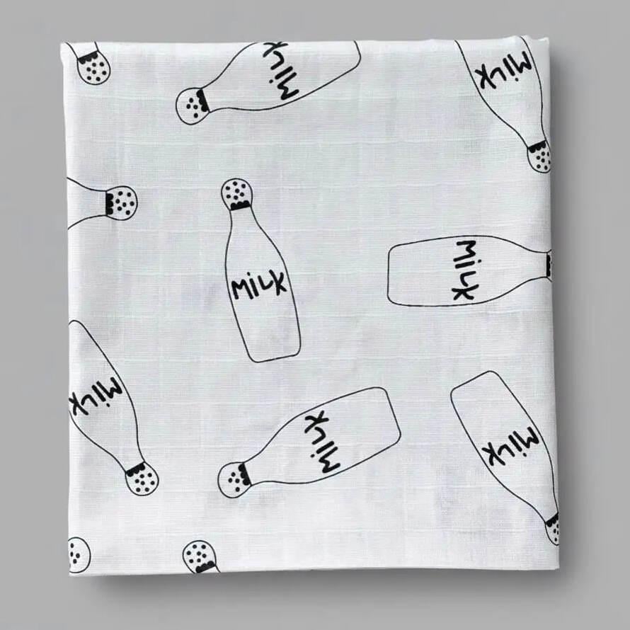 Пелюшка дитяча BST двошарова муслінова 90х80 см Білий/Чорний (2213345429)