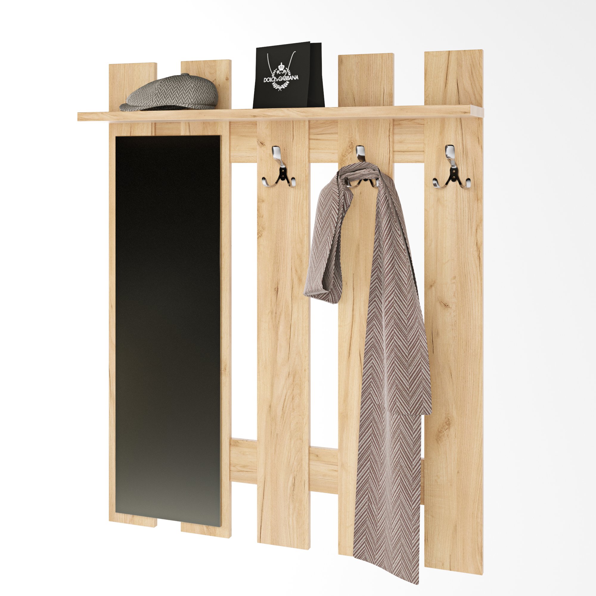 Вешалка настенная Эверест Либерти с зеркалом 90x15,2x110 см Дуб крафт золотой (EVR-2629)