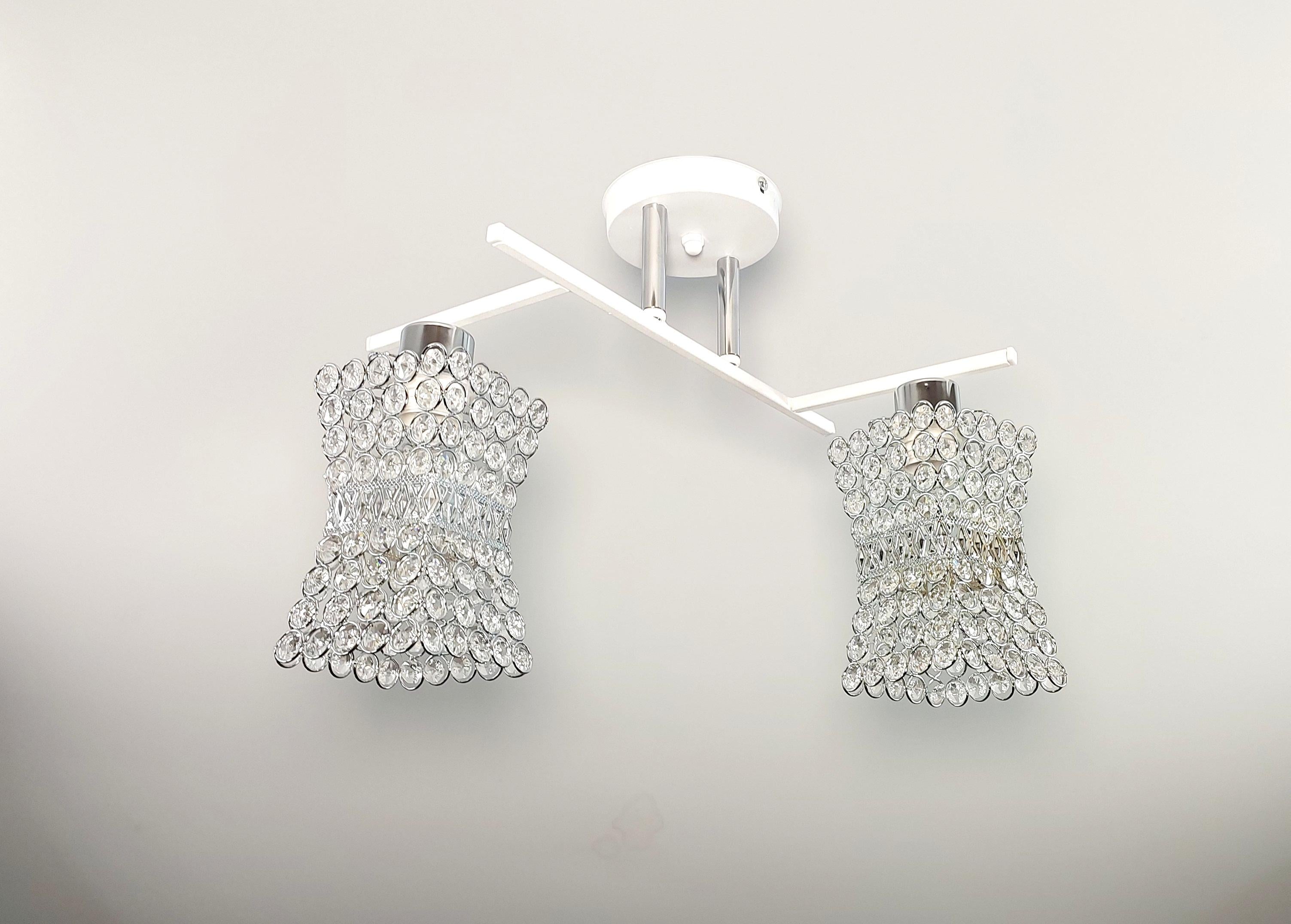 Люстра потолочная 3293/2 на 2 плафона металлическая Белый