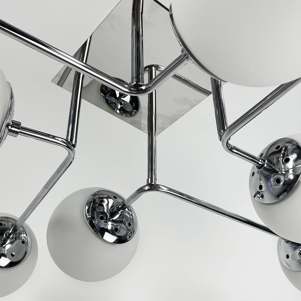 Люстра современная потолочная на 8 белых плафонов Хром (2693/8 (new) CH/WT) - фото 3