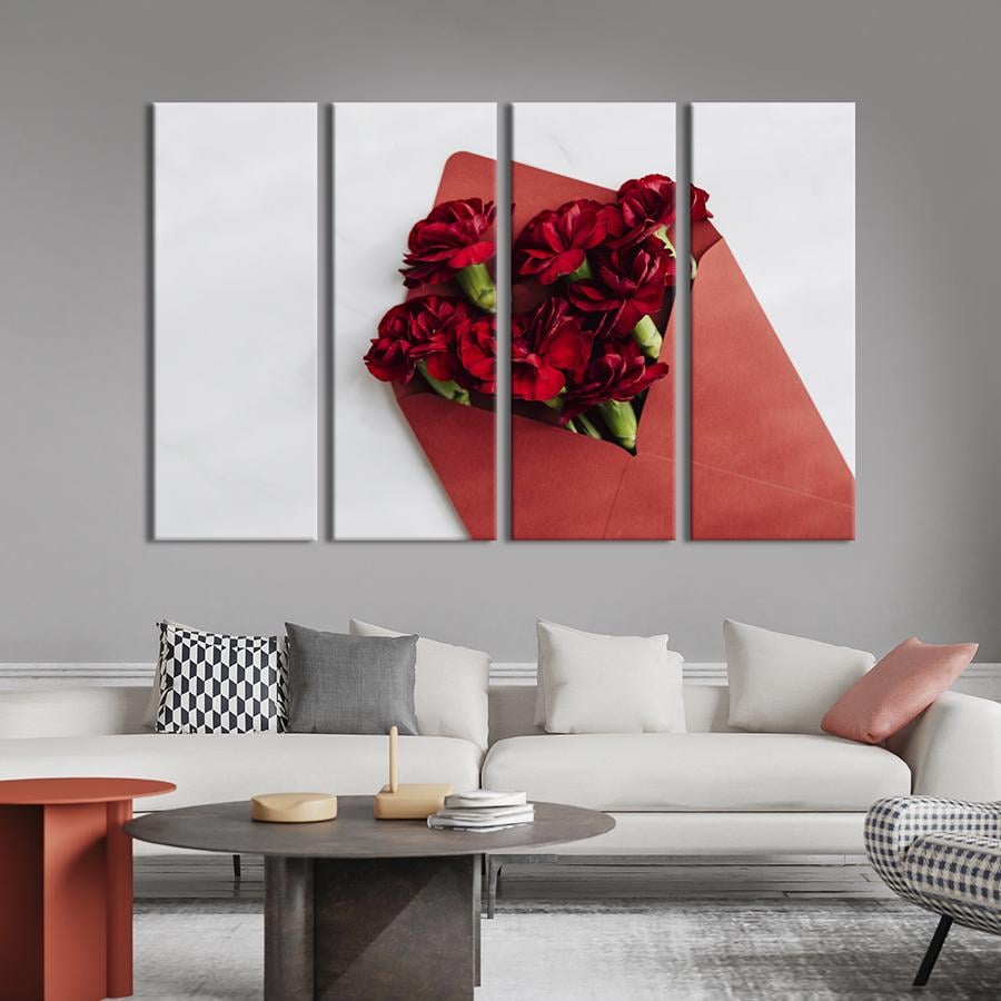 Картина на холсте Письмо с красными гвоздиками 89x53 см (931-41)