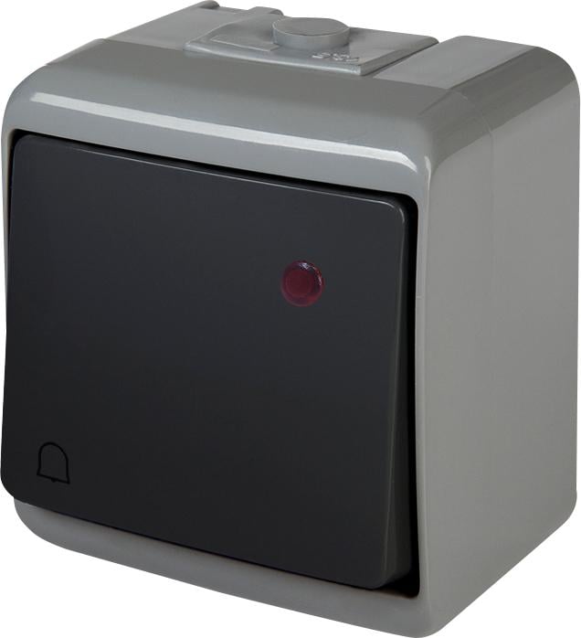 Выключатель одноклавишный для звонка ETI Hermetics IP54 VHE-4L-SRG с подсветкой Серо-графитовый (4668105)