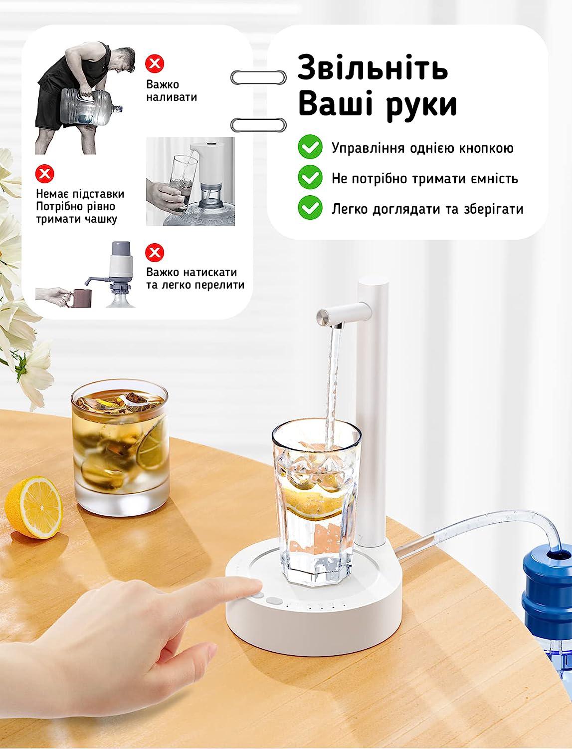 Помпа для воды аккумуляторная X115 Smart Table Water Dispenser Белый - фото 4