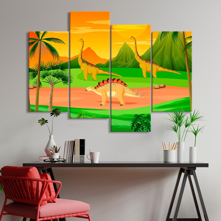 Картина в детскую комнату Красивые и могущественные динозавры 89x56 см (A1390-4)