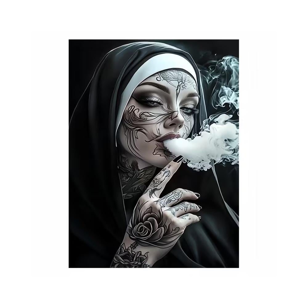 Термотрансферная наклейка Монахиня для одежды 14.88х20 см Черно-белый (3000004261)