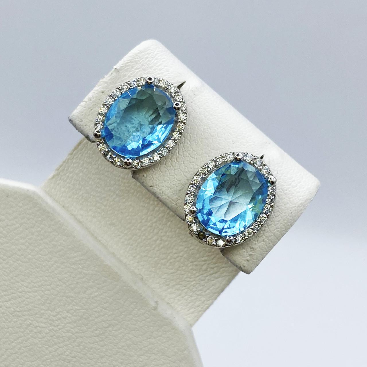 Серьги серебряные с аквамариновым кварцем 4,38 г (2186786579)