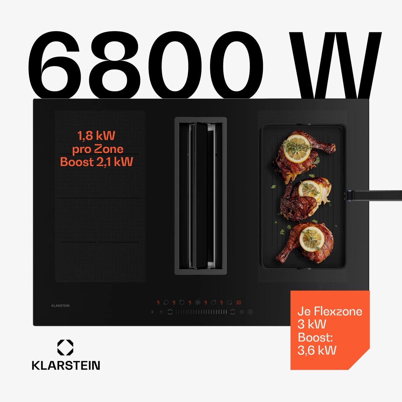 Варочная поверхность индукционная с вытяжкой KLARSTEIN Chef-Fusion DownAir (10045557) - фото 6 Варочная поверхность индукционная с вытяжкой KLARSTEIN Chef-Fusion DownAir (10045557) - фото 6