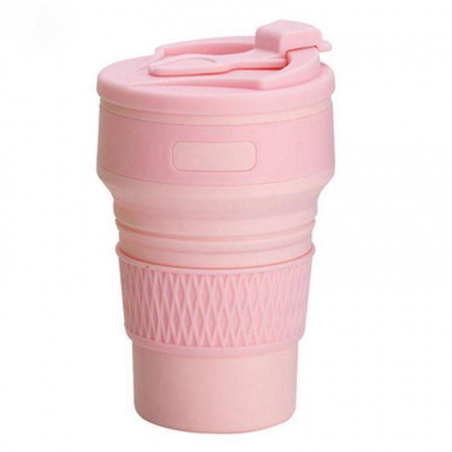 Чашка складная с трубочкой 350 мл Розовый (402023)