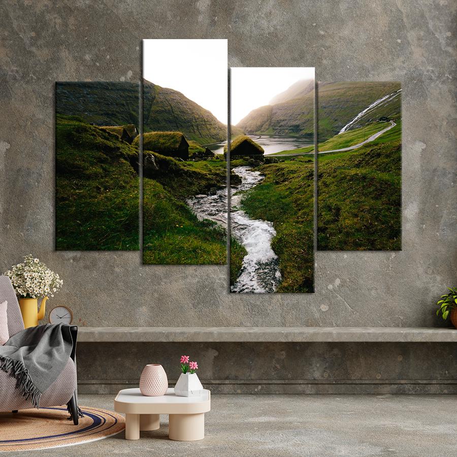 Картина природа Маленькая скандинавская деревня 129x90 см (A1127-4)