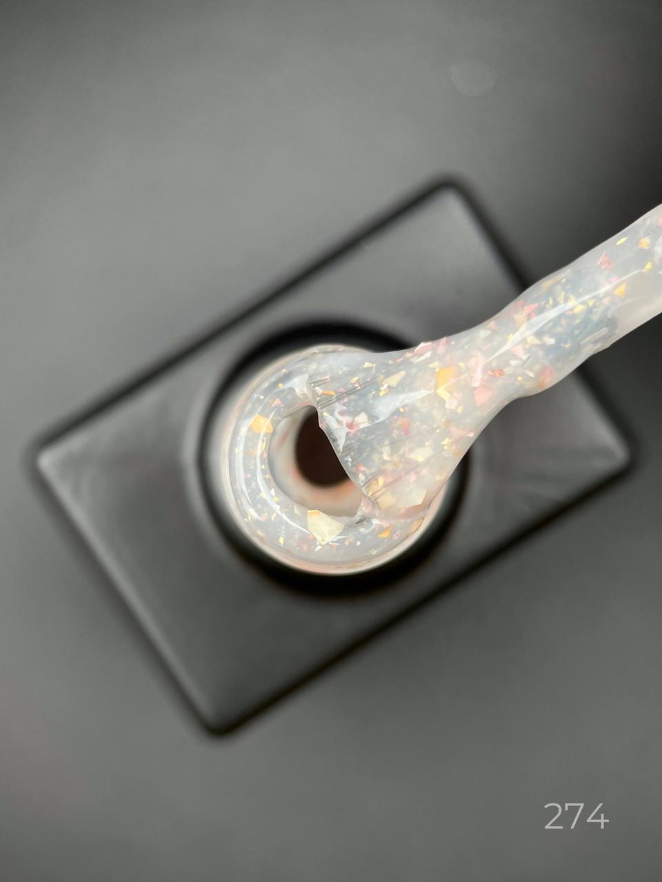 Цветная база Potal yugurt base Дизайнер с поталью/хлопья Юки для маникюра и педикюра 9 мл 274 Цветная база Potal yugurt base Дизайнер с поталью/хлопья Юки для маникюра и педикюра 9 мл 274