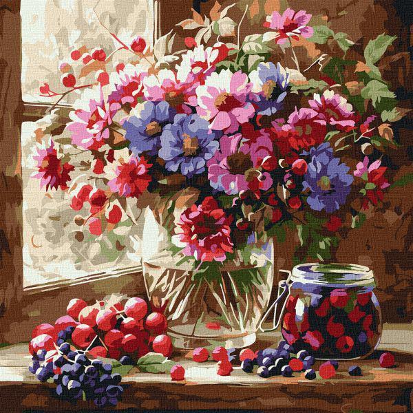 Картина за номерами Ideyka Букет та фрукти 40x40 см (Id-KHO5728)