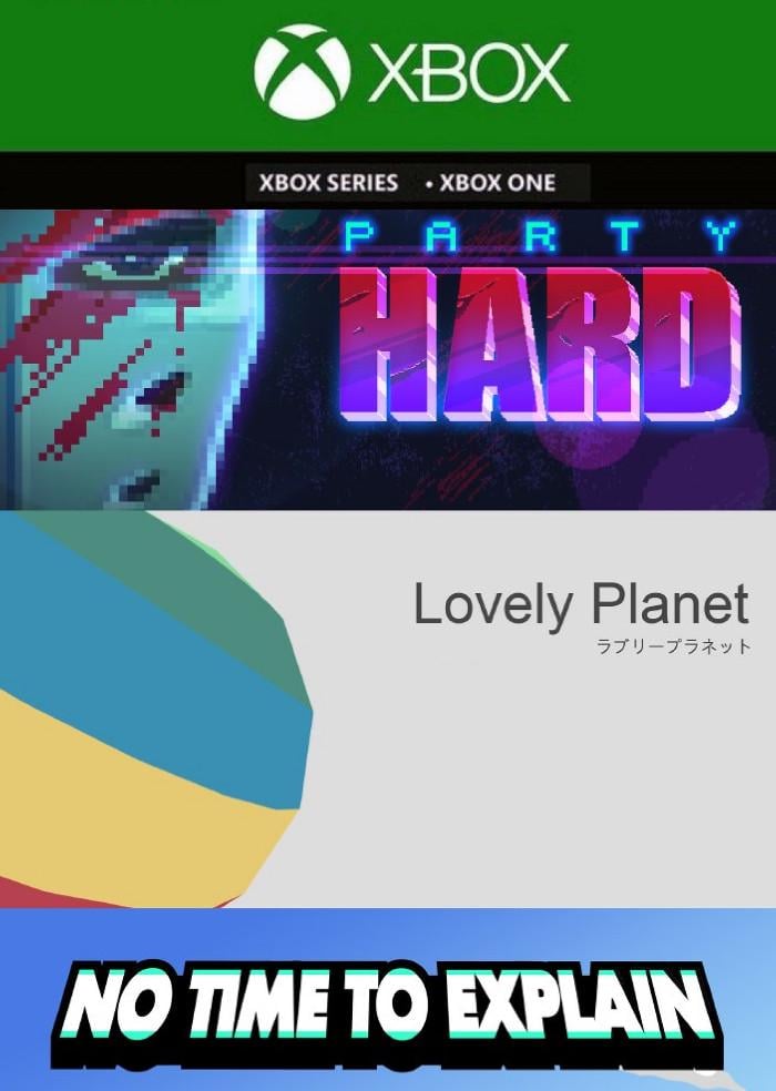 Ключ активации TinyBuild Bundle: PartyHard и Lovely Planet и No Time To Explain для Xbox One/Series (53094311) - фото 1 Ключ активации TinyBuild Bundle: PartyHard и Lovely Planet и No Time To Explain для Xbox One/Series (53094311) - фото 1