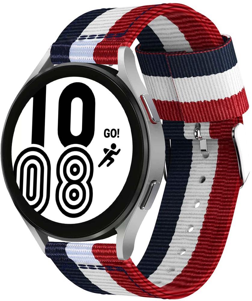 Браслет тканинний Canvas для Galaxy Watch 4 44 мм Red/White/Blue (23507)