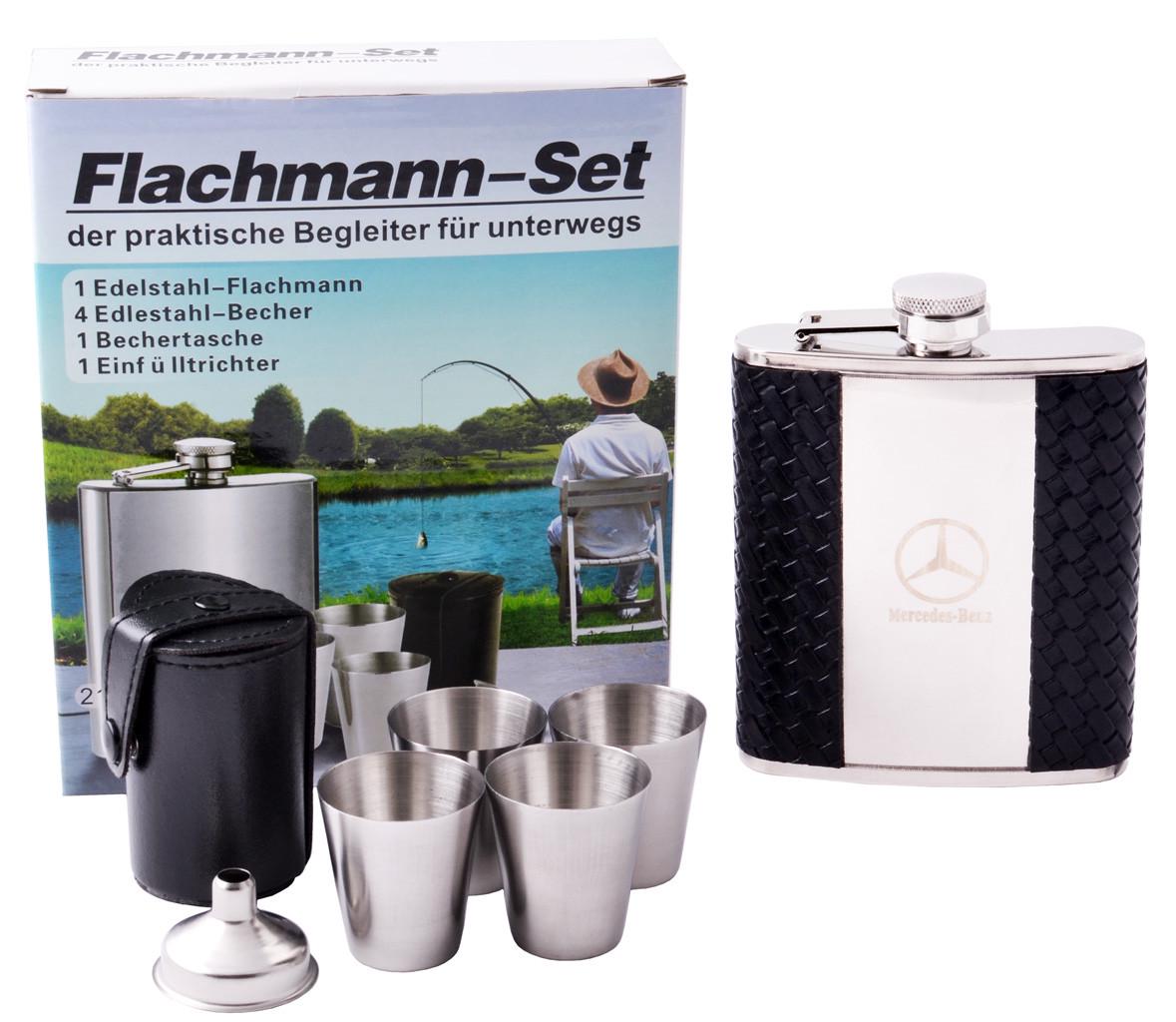 Набір фляга та 4 стопки Mercedes Germany 210 мл Нержавіюча сталь