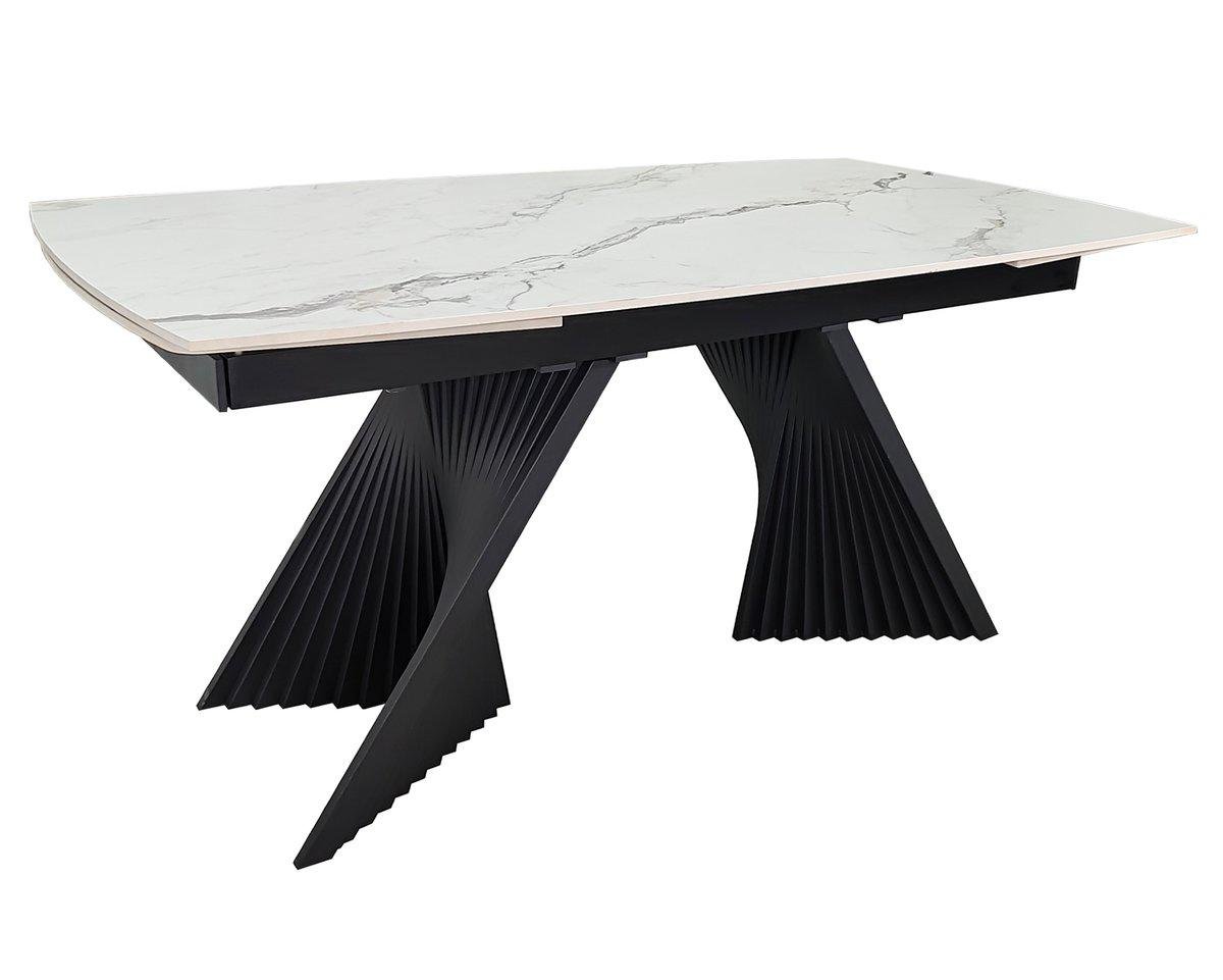 Стол обеденный раскладной Intarsio EDMUND CERAMIC 160-240х90 см Белый матовый/Черный (EDMUND160)