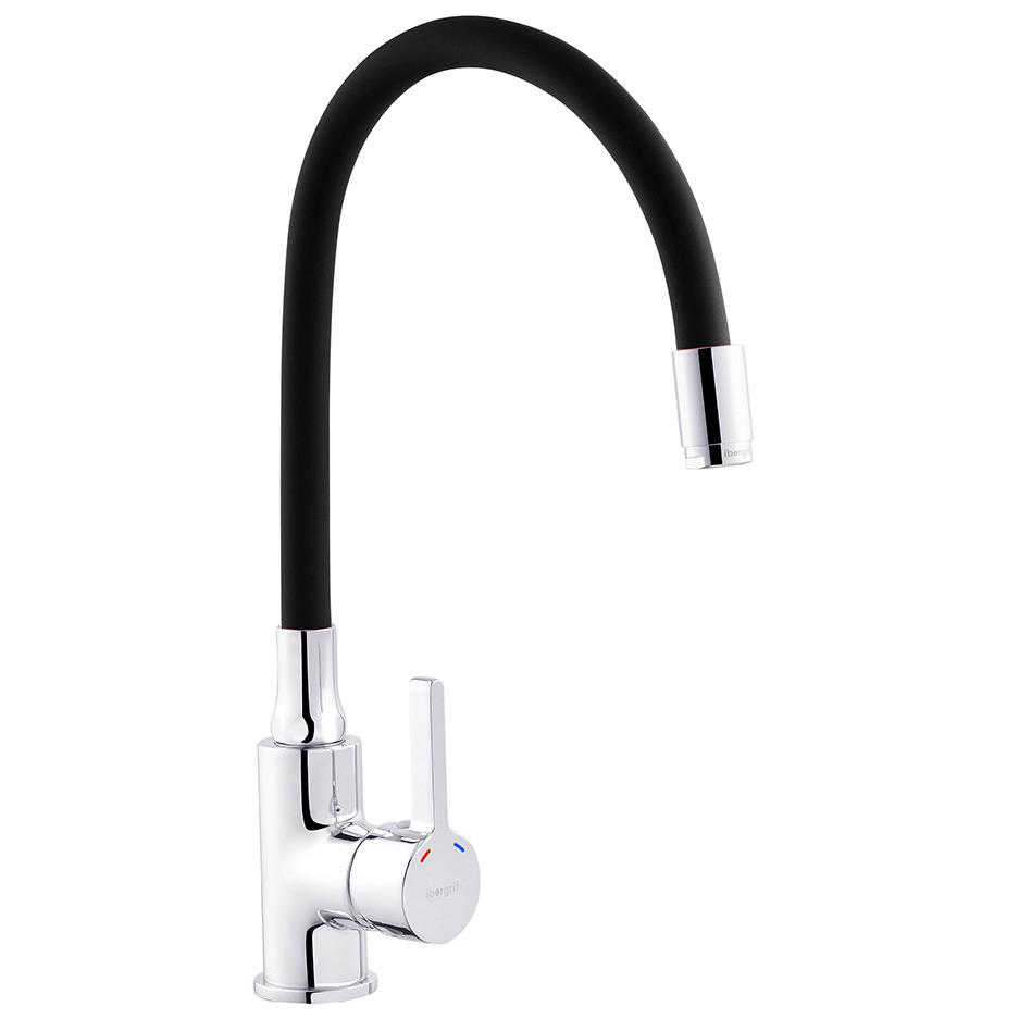 Смеситель для кухни IBERGRIF M22112-2 CV028494 с гибким изливом Черный (148295)