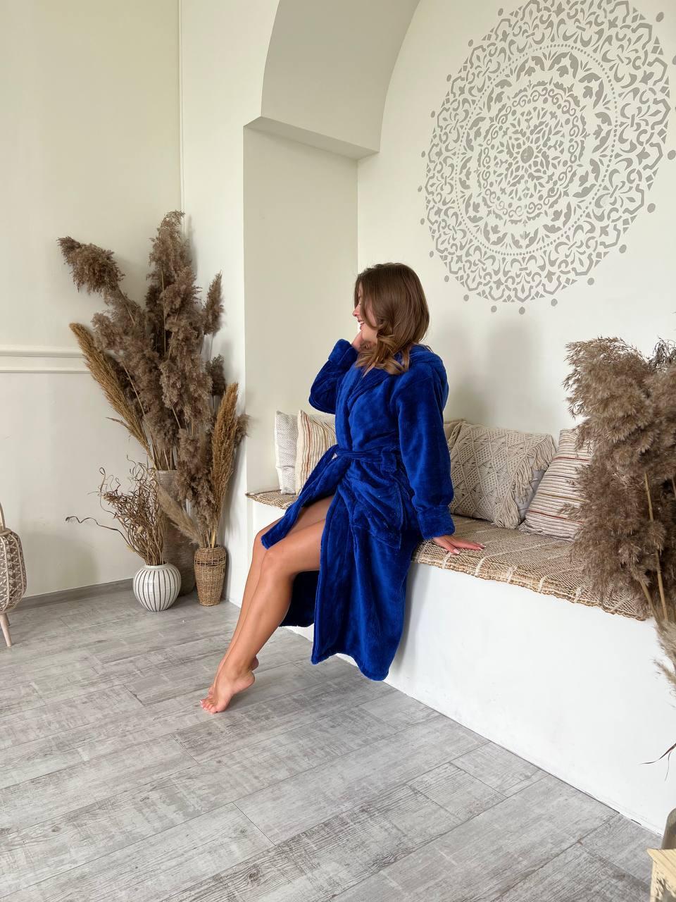 Халат женский махровый на запах L Синий (Д-al-halat-002-23) - фото 7 Халат женский махровый на запах L Синий (Д-al-halat-002-23) - фото 7