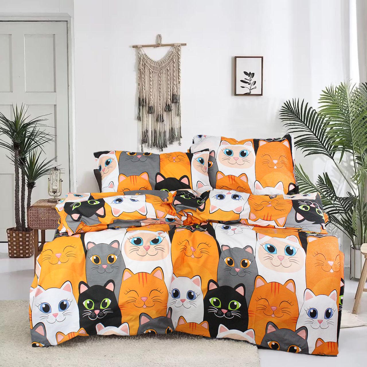 Простынь З0107 200x220 см Оранжевый/Белый