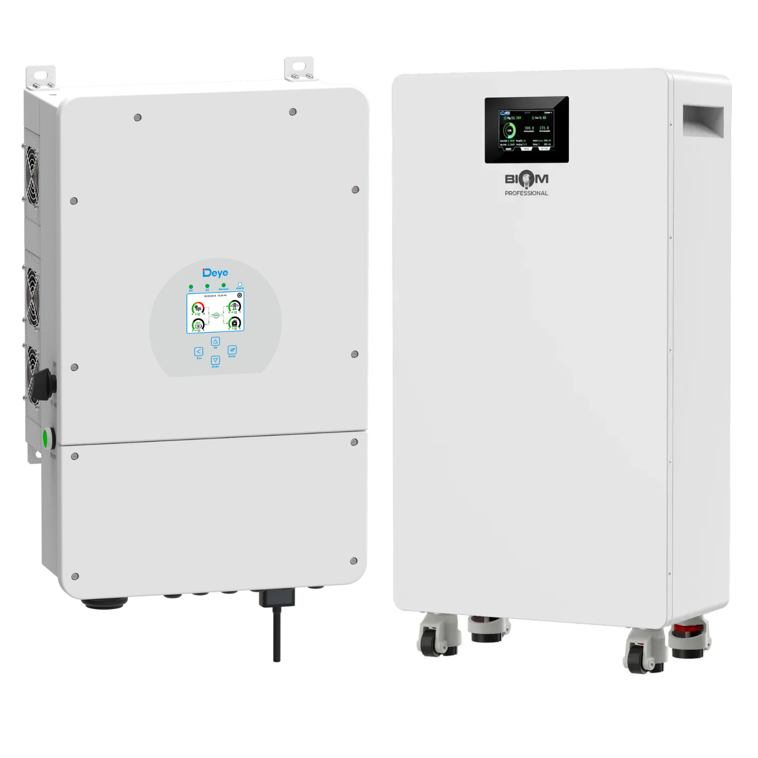 Комплект автономного энергоснабжения Deye SUN-12K-SG02LP1-EU-AM3 12 кВт и Biom Professional BALFP-512314-V2 16 кВт·ч White Комплект автономного энергоснабжения Deye SUN-12K-SG02LP1-EU-AM3 12 кВт и Biom Professional BALFP-512314-V2 16 кВт·ч White