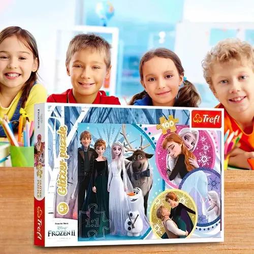 Пазли картонні гліттерні Trefl Дісней Крижане серце/Дружна команда 5-7 років 2100 ел. (14817) - фото 2