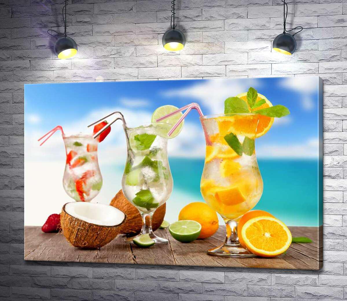 Картина ArtPoster Тропическая прохлада фруктово-ягодных коктейлей 100x67 см Модуль №1 (000720) Картина ArtPoster Тропическая прохлада фруктово-ягодных коктейлей 100x67 см Модуль №1 (000720)