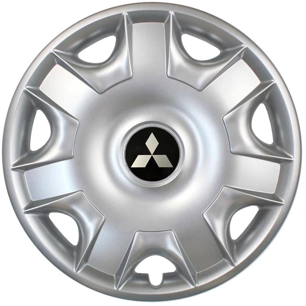 Колпаки автомобильные модельные  SJS 301 с логотипом Mitsubishi R15 4 шт. Серебрянный
