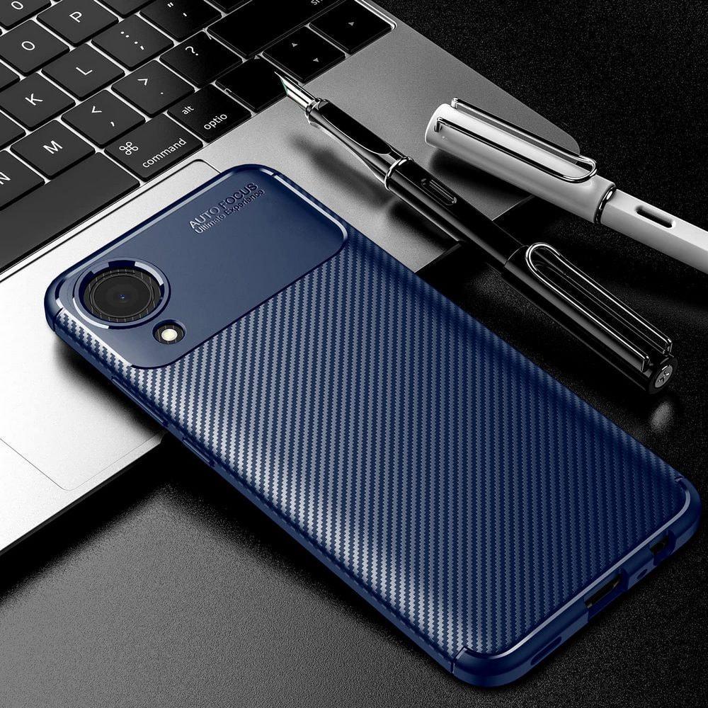 Чехол накладка Autofocus Carbon Samsung Galaxy A03 Core A032 Blue (29549-28)