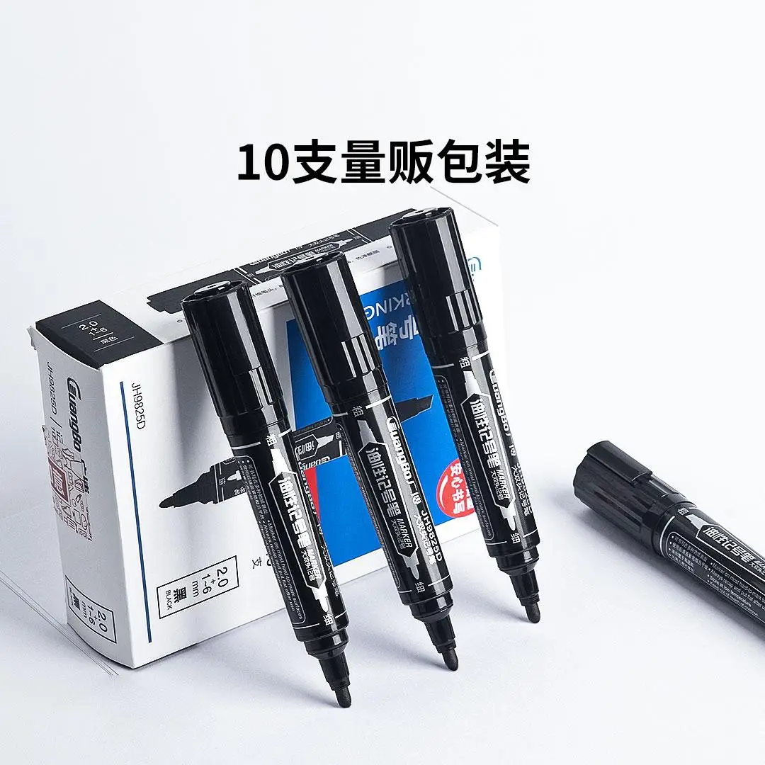 Набір маркерів Guangbo Large Double-Ended Permanent Markers 10 pcs Black - фото 5