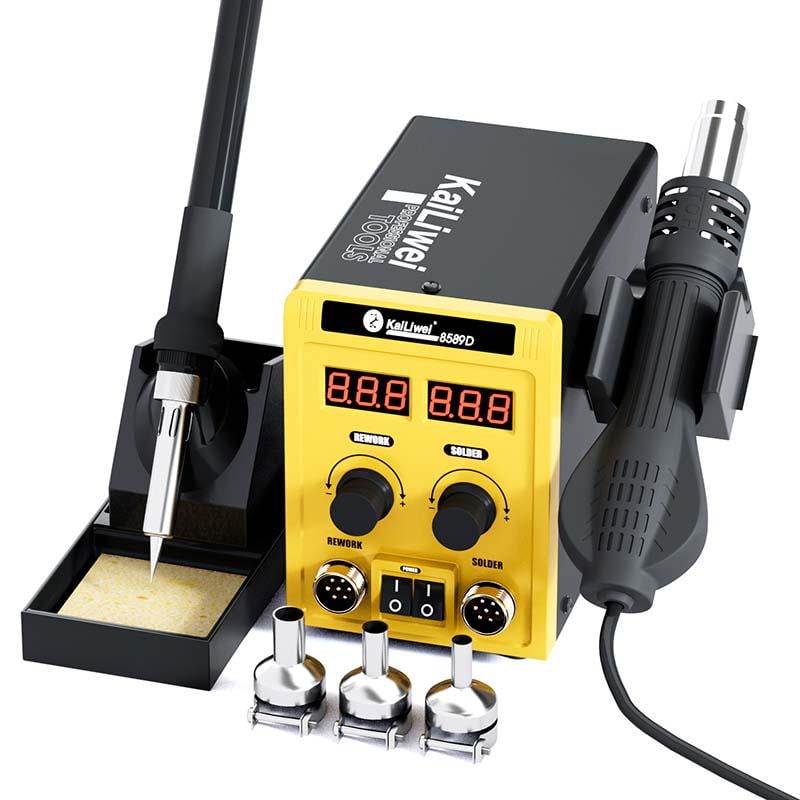 Паяльная станция 2в1 KaiLiwei 8589D/фен+паяльник/цифровая индикация/турбинная/100-500°C/700 Вт