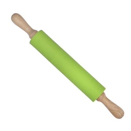 Скалка силіконова з дерев'яними ручками 43 см Green (31629)