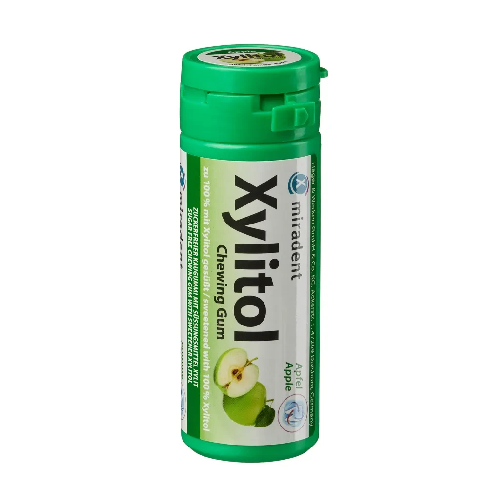 Жувальна гумка Miradent з ксилітолом Xylitol Chewing Gum Apple для дітей 30 шт. (2224099202)