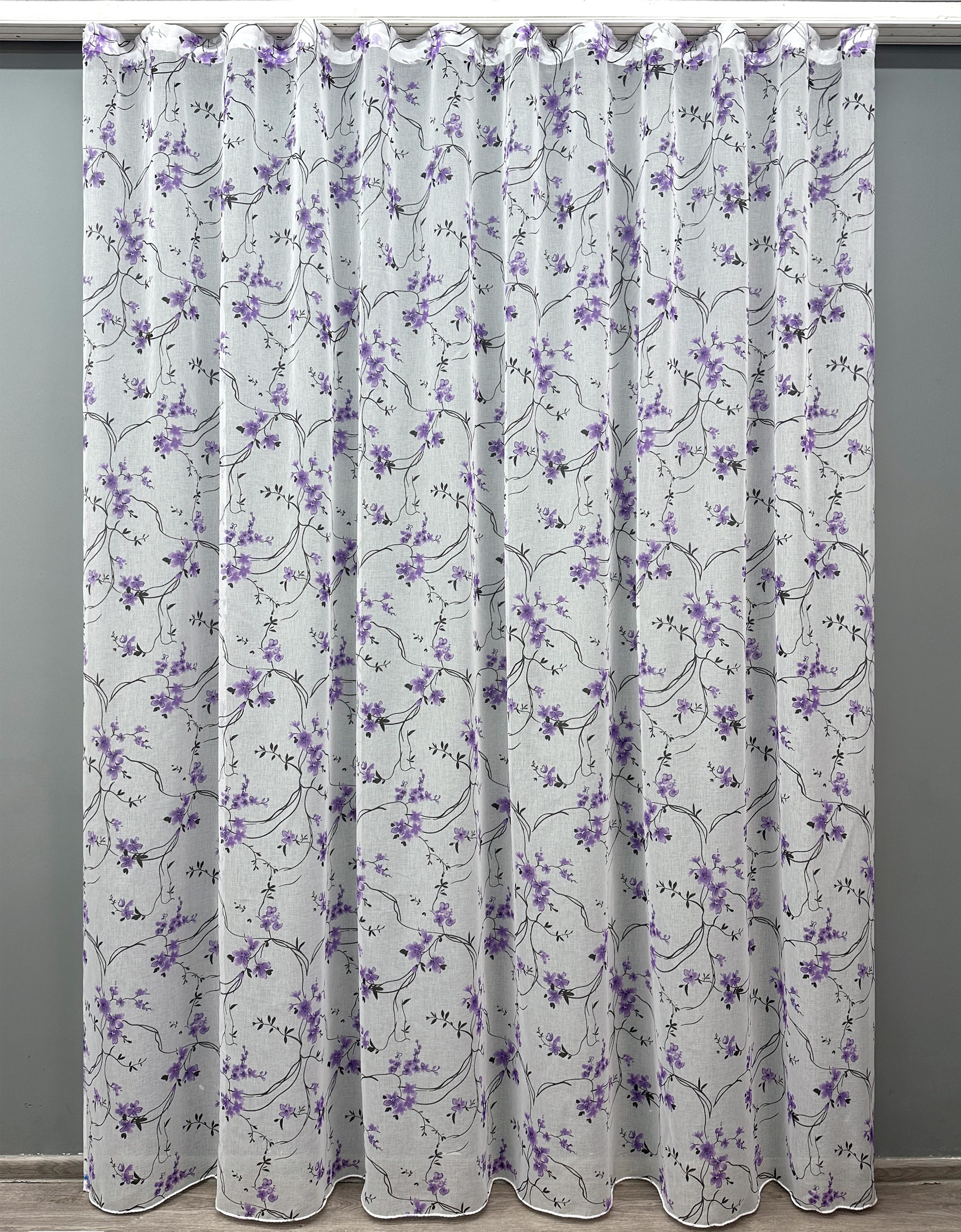 Тюль VR-Textil 1324т Flora батист 200х270 см Белый/Фиолетовый/Черный (40-144)
