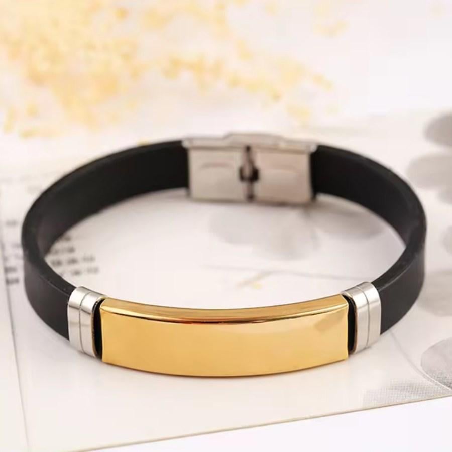 Браслет под гравировку из медицинской стали на силиконовом ремешке 20 см (BSS-143)