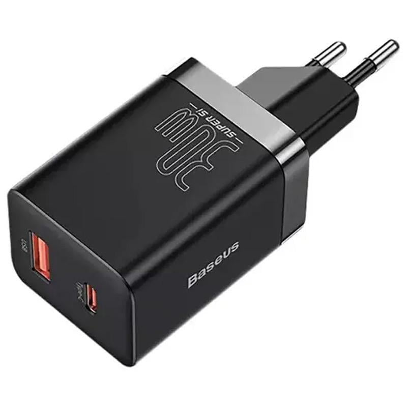 Зарядний пристрій мережевий BASEUS Super Si Pro Quick Charger 30W 1USB-A/1C CCSUPP-E Black (00000062885_1)