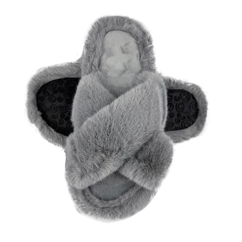 Комнатные тапочки женские меховые Sanlin 7475-5 p. 38-39 24,5-25 см Серый