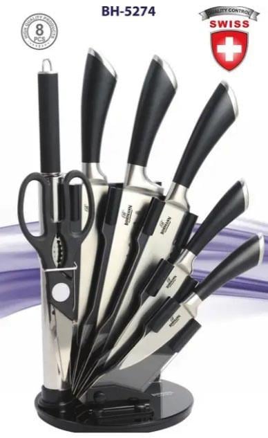 Набір ножів Bohmann BH-5274 з нержавіючої сталі з підставкою 8 пр. Чорний (2102594840) - фото 2 Набір ножів Bohmann BH-5274 з нержавіючої сталі з підставкою 8 пр. Чорний (2102594840) - фото 2