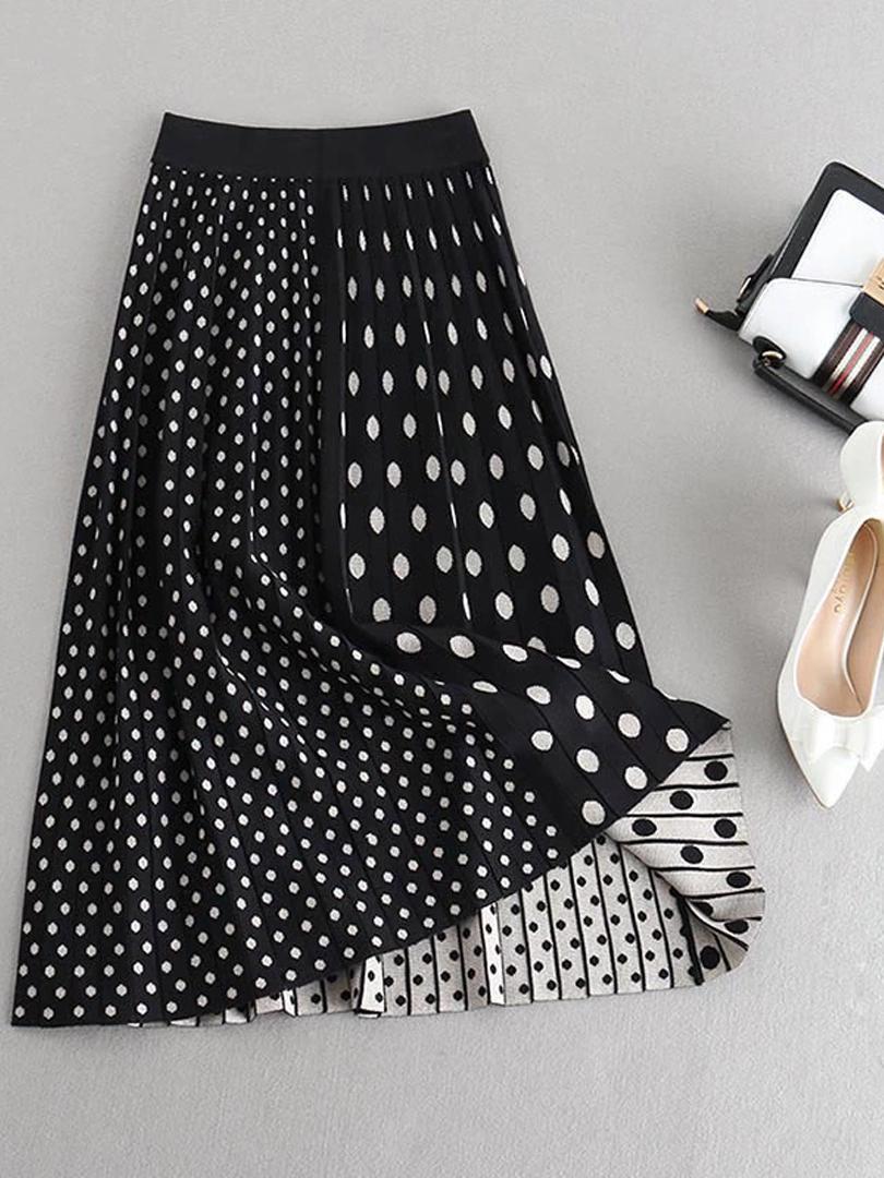 Спідниця міді двостороння Forza Viva MW-KS-1985 трикотажна р. 42 Чорно-білий (17852322) - фото 3